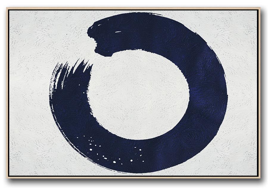 Horizontal Navy Painting Abstract Minimalist Art On Canvas - Art Abstract Paintings Large